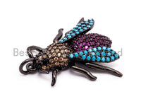 SAWFLY Inspired Charm, CZ Micro Pave Multi Color Insect Pendant, Cubic Zirconia Bug Charm,Gold/Rose Gold/Silver/Black,23x25mm,SKU#F442