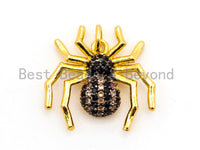 SPIDER Charm,  CZ Micro Pave Inspired Insect Charm, Bug Charm, Cubic Zirconia Pave Pendant,Gold/Rose Gold/Silver/Black,19x20x5mm,SKU#F447