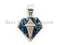 CZ Abalone Micro Pave diamond shaped Pendant, Cubic Zirconia Abalone Charm/Pendant, Jewelry Findings,14x16mm, sku#Z40
