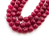 Ruby Jade beads Strand, 3mm/4mm Round Faceted beads, Red  Jade Beads, 15.5inch strand, SKU#U127
