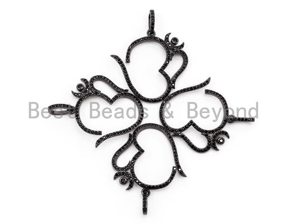 Black CZ Pave On Black Ohm Charm,Ohm Yoga Pendant Beads, Pave OM Charm, CZ Ohm Charm 28x28mm, sku#F383