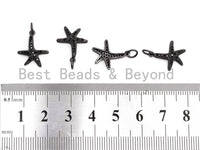 Black CZ Pave On Black Micro Pave Starfish Charm Beads, 13x16mm, sku#F389
