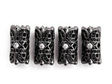 Black CZ Pave On Black Micro Pave Large hole spear shield spacer beads charms/Drum barrel beads, 8x16mm, SKU#G314