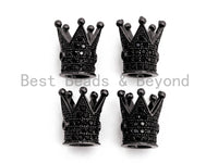 Black CZ Pave On Black Royal Crown Micro Pave Beads, Cubic Zirconia Crown Spacer Beads, Pave Beads, 10x7mm, sku#G319