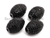 Black CZ Pave On Black Micro Pave Oval Spacer Beads Crystal for Bracelet/Necklace, Cubic Zirconia Beads, 16x12mm, sku#G328