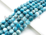 High Quality Natural Blue Apatite Faceted beads, 6mm/8mm/10mm Round Apatite beads,15.5inch full strand, SKU#U237