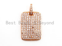 CZ Micro Pave Rectangle Pendant/Charm, Cubic Zirconia Pendant, Pave Dog Tag, 18x26mm, sku#F478