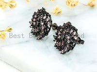 CZ Micro Pave Black& White CZ Pave Swirl Flower Earring, CZ Pave Flower Earrings, Cubic Zirconia Earrings,19x19mm,1pair, sku#O59