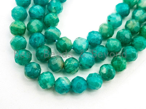 Unique Diamond Cut Quality Natural Amazonite beads, 3mm/4mm, Diamond Cut Faceted Round Gemstone Beads, 15-16inches strand, SKU#U149