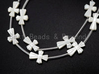 1/15pcs Natural Mother of Pearl beads,10x14mm White Pearl Carved Cross Beads strand, Cross Pearl Shell Beads, SKU#T27