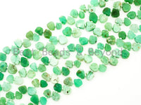 Quality Natural Chrysoprase beads, 9-13mm, Irregular Teardrop shape Top drill Chrysoprase Green Gemstone Beads, 15.5" strand, SKU#U153