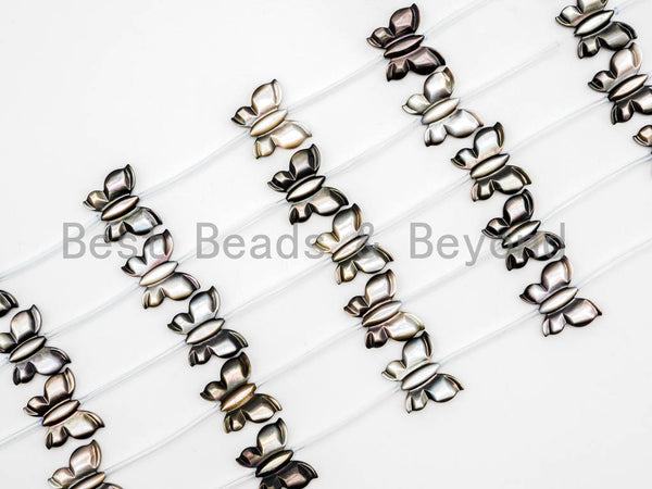 1/10pcs, Natural Mother of Pearl beads, 16x20mm Black and White Carved Pearl Butterfly Beads Strand,SKU#T105