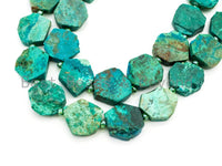 High Quality Natural Chrysocolla Gemstone beads, 15mm, Polygon Green Gemstone Beads, 15.5" strand, SKU#U172 Bestbeads&Beyond