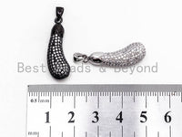 CZ Micro Pave Brinjaul Eggplant Pendant, Cubic Zirconia Teardrop Pendant for Necklace Bracelet Earrings Making, 9x27mm,sku#Y45