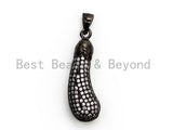 CZ Micro Pave Brinjaul Eggplant Pendant, Cubic Zirconia Teardrop Pendant for Necklace Bracelet Earrings Making, 9x27mm,sku#Y45