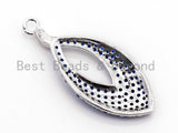 Cobalt CZ Micro Pave Teardrop Go-Go Pendant, Cubic Zirconia Oval Leaf Pendant for Necklace Bracelet Earrings Making, 13x31mm,sku#Y47