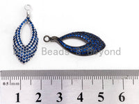 Cobalt CZ Micro Pave Teardrop Go-Go Pendant, Cubic Zirconia Oval Leaf Pendant for Necklace Bracelet Earrings Making, 13x31mm,sku#Y47