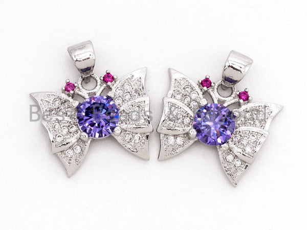 CZ Micro Pave Amethyst Butterfly Pendant,Amethyst Cubic Zirconia Pave Butterfly Pendant Charm, Jewelry DIY,14x17mm, sku#Y52 Bestbeadsbeyond