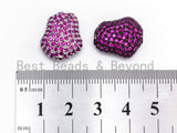 CZ Micro Pave Nugget Spacer Beads with Fuchsia Crystal for Bracelet/Necklace, Cubic Zirconia Space Beads,15x17x8mm, sku#Y56
