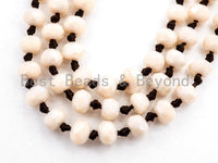 60" EXTRA Long Hand Knotted Beige Color Crystal Necklace, Long Necklace, Cream Neutral Color 2x4mm Rondelle Faceted Crystal Beads, SKU#D18