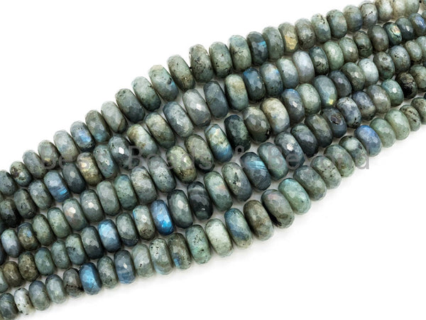 8-18mm High Quality Natural Labradorite Graduated,Faceted/Smooth Roundelle Gemstone Beads,15.5inch strand, SKU#U205