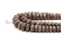 8-18mm Quality Natural Smoky Moonstone Graduated,Faceted/Smooth Rondelle Gemstone Beads, Smoky Color Beads, 15.5inch strand, SKU#U208