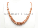 8-18mm High Quality Natural Peach Moonstone Graduated,Faceted/Smooth Rondelle Gemstone Beads, 15inch strand, SKU#U209/U199