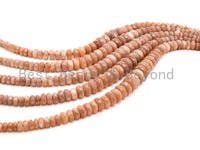 8-18mm High Quality Natural Peach Moonstone Graduated,Faceted/Smooth Rondelle Gemstone Beads, 15inch strand, SKU#U209/U199