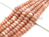 8-18mm High Quality Natural Peach Moonstone Graduated,Faceted/Smooth Rondelle Gemstone Beads, 15inch strand, SKU#U209/U199