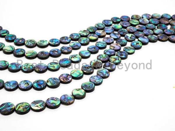8mm/10mm/12mm/14mm Natural Abalone Flat Coin Shell beads, Wholesale Gemstone Beads, Round Smooth Coin Abalone Beads, 16inch strand,SKU#R2