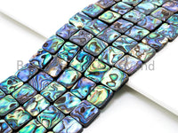 Quality Natural Abalone Flat Square Shell beads, Wholesale Smooth Abalone Shell Beads, 16inches Full strand,SKU#R7