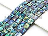 Quality Natural Abalone Flat Square Shell beads, Wholesale Smooth Abalone Shell Beads, 16inches Full strand,SKU#R7
