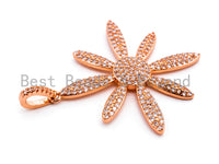 CZ Clear Micro Pave Flower Pendant, Flower Shaped Pave Pendant, Gold/Rose Gold/Silver/Gunmetal plated, 35x37mm, Sku#F407