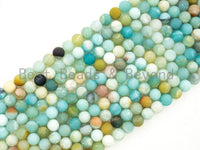 Quality Natural Amazonite beads, 3mm/6mm/8mm/10mm/12mm/14mm, Matte Round Amazonite Gemstone Beads, 15.5inch strand, SKU#U229