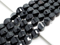 High Quality 6x12/8x12/8x16/ 10x14/10x20mm  Faceted Twist Black Onyx Stones Gemstones Beads, Black Beads, 15.5" Full Strand, SKU#Q22