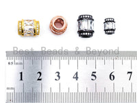 9x6mm CZ Micro Pave Drum shape Beads, Cubic Zirconia Spacer Gold/Silver/Rose Gold/Gunmetal, European Large Hole Beads, sku#C61