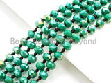 60" EXTRA Long Hand Knotted Tear Green Color Crystal Necklace, Double Wrap Necklace, Green 2x4mm Rondelle Faceted Crystal Beads,SKU#D22