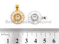 CZ Micro Pave Initial Letter D Charm/Pendent Beads,Cubic Zirconia Pave  Alphabet Beads Pendent, Gold/Silver Finish,16x18mm,sku#Z223