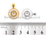 CZ Micro Pave Initial Letter D Charm/Pendent Beads,Cubic Zirconia Pave  Alphabet Beads Pendent, Gold/Silver Finish,16x18mm,sku#Z223