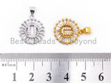 CZ Micro Pave Initial Letter U/ Letter V/Letter W Charm/Pendent,Cubic Zirconia Pave Alphabet  Pendent, Gold/Silver Finish,16x18mm, sku#Z238