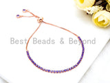 New Style Adjustable Bracelet, Puple CZ Pave Stud Bracelet Gold/Silver/Rose Gold/Gunmetal, Bridal Bracelet Jewelry,SKU#P49