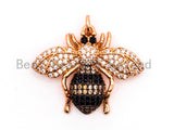 Bumble BEE Charm, CZ Micro Pave Inspired Insect Charm, Cubic Zirconia Pave Pendant,Gold/Rose Gold/Silver/Black, 22x28mm,SKU#F436