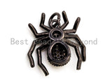 SPIDER Charm,  CZ Micro Pave Inspired Insect Charm, Bug Charm, Cubic Zirconia Pave Pendant,Gold/Rose Gold/Silver/Black,19x20x5mm,SKU#F447