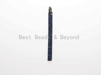 CZ Micro Pave Long Bar Pendant, Cubic Zirconia Strip Pendant, Green/Fuchsia/Turquoise/Cobalt/Black Micro pave pendant, 32x3mm, sku#F483