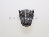 CZ Micro Pave Panther Head Beads, Cubic Zirconia Spacer Beads, Leopard Animal Head Space Beads, Panther Charms Findings,15x14mm, sku#G407