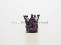CZ King Crown Fuchsia Micro Pave Beads, Cubic Zirconia Crown Space Beads,Men's Women's Jewelry Making, 10x8mm, Sku#G405