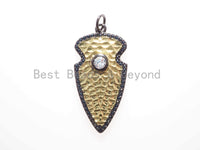 CZ Micro Pave Shield Symbol Pendant,Gold/Silver/Black/Rose Gold Plated,Cubic Zirconia Jewelry Findings,15x32mm,sku#F486