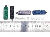 CZ Micro Pave Rectangle Pendant/Charm, Cubic Zirconia Blue Fuchsia Black Green Rectangle Pave Pendant,12x40mm, sku#F477