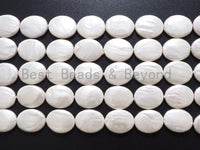 Quality Plated Oval Shape White Mother of Pearl Beads, Flat Oval White Pearl Shell, 20x30mm,15inch strand,SKU#U238