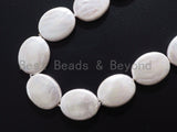Quality Plated Oval Shape White Mother of Pearl Beads, Flat Oval White Pearl Shell, 20x30mm,15inch strand,SKU#U238
